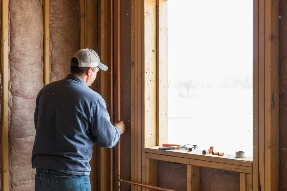 Licensed plumber running new copper supply lines in a Garner home