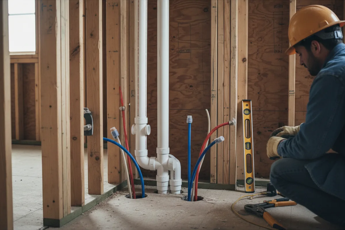 Drain and supply rough-in during Drain Cleaning in Garner
